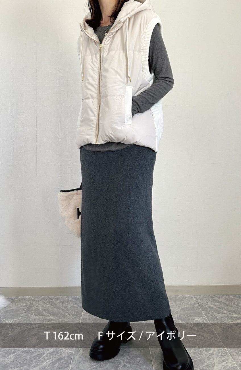 中綿×ニットフードベスト
