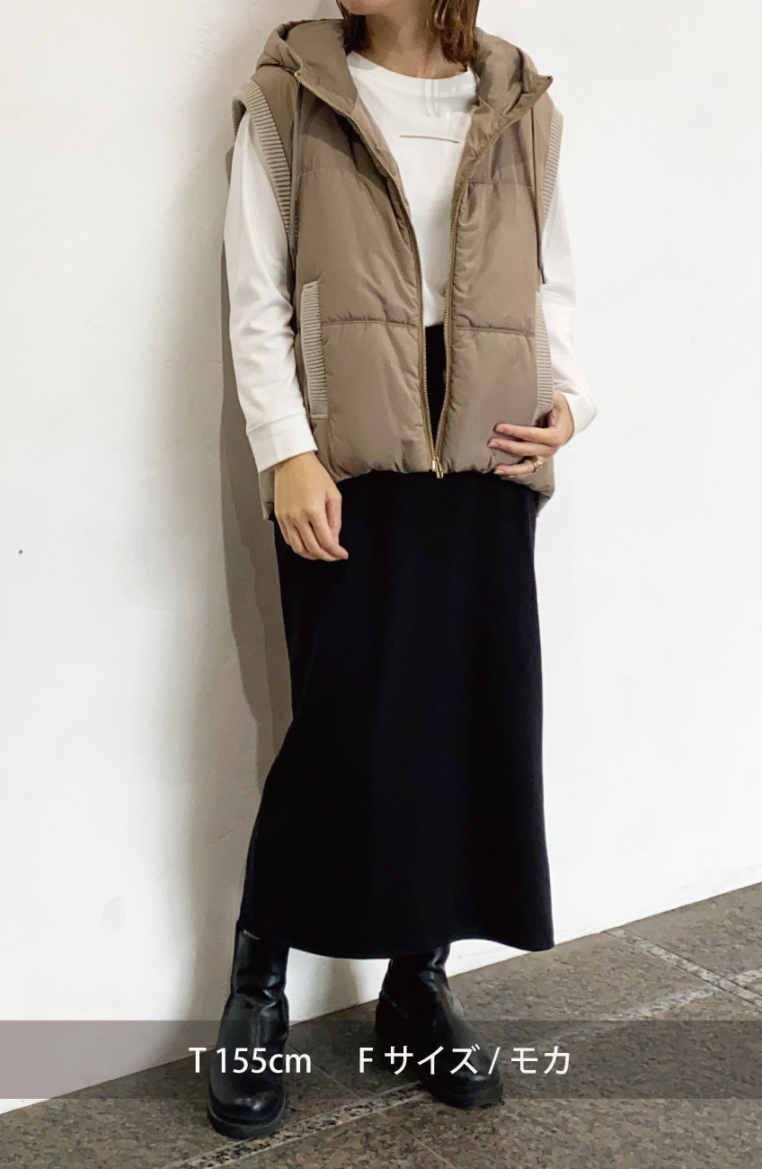 中綿×ニットフードベスト