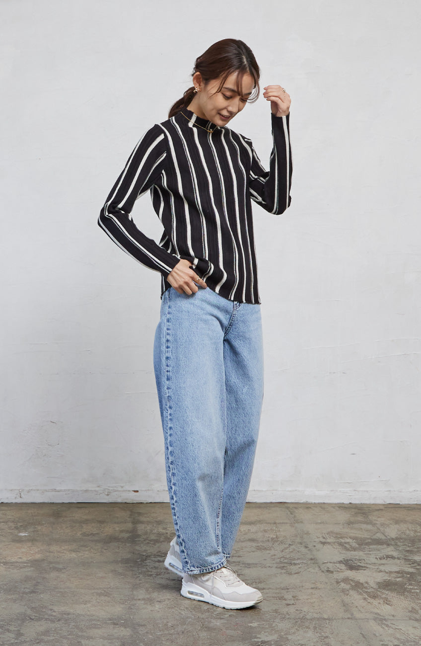 ストライプピンタックストレッチプルオーバー