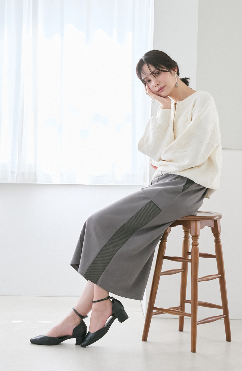 スエード×リブワークスカート