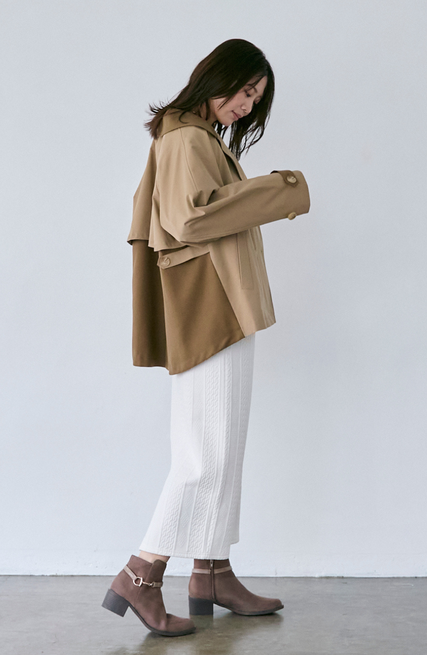 バイカラーショートトレンチコート