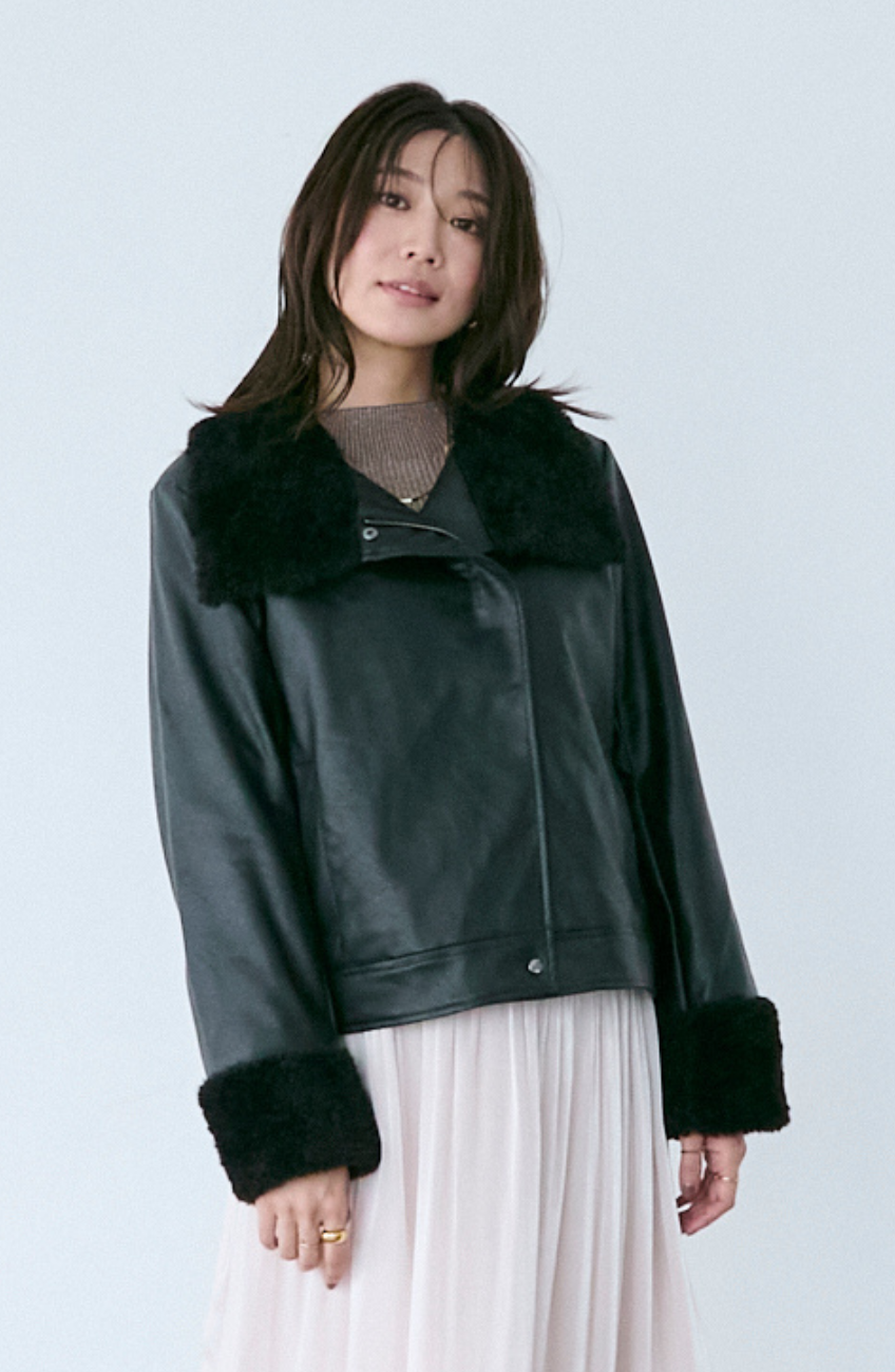 レザーポインテッドファージャケット