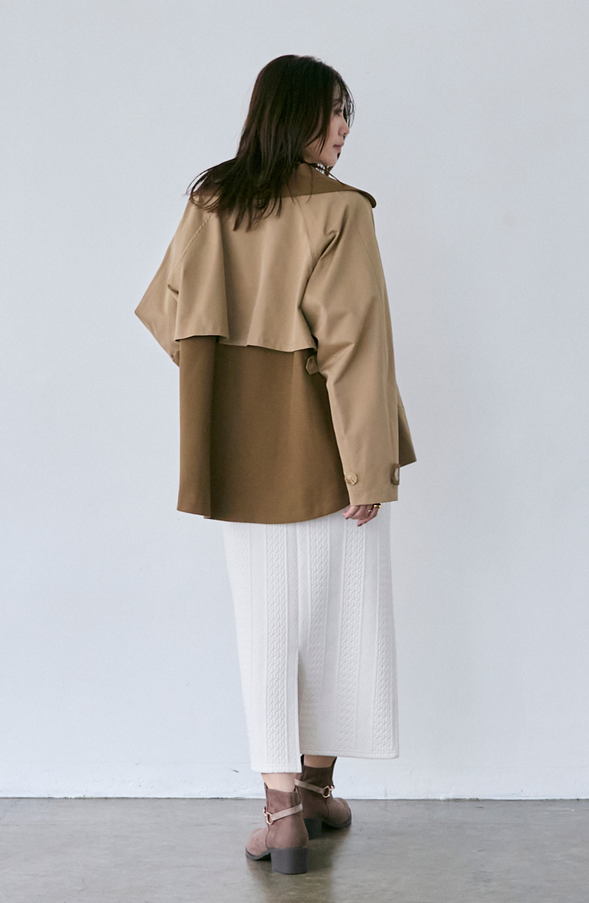 バイカラーショートトレンチコート