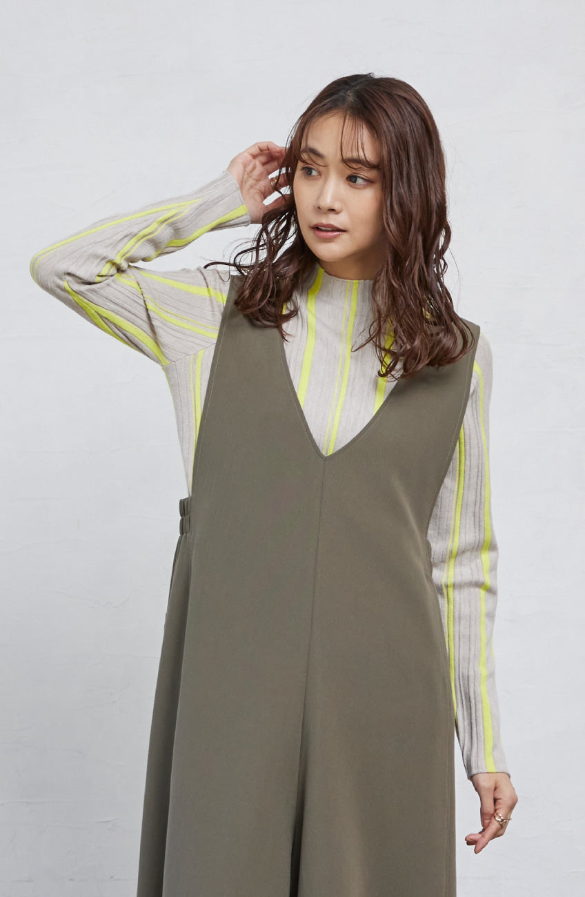 ストライプピンタックストレッチプルオーバー