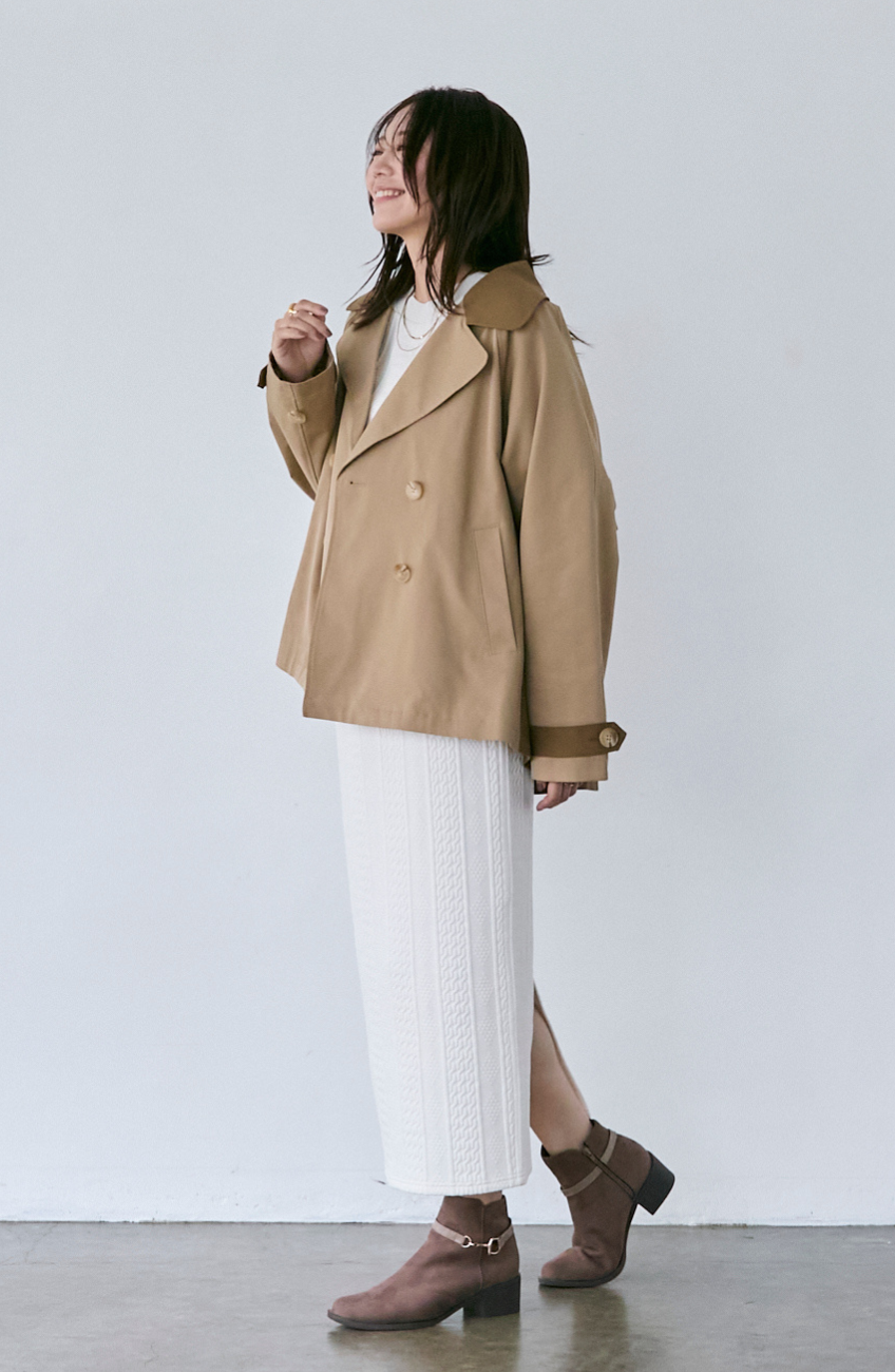 バイカラーショートトレンチコート