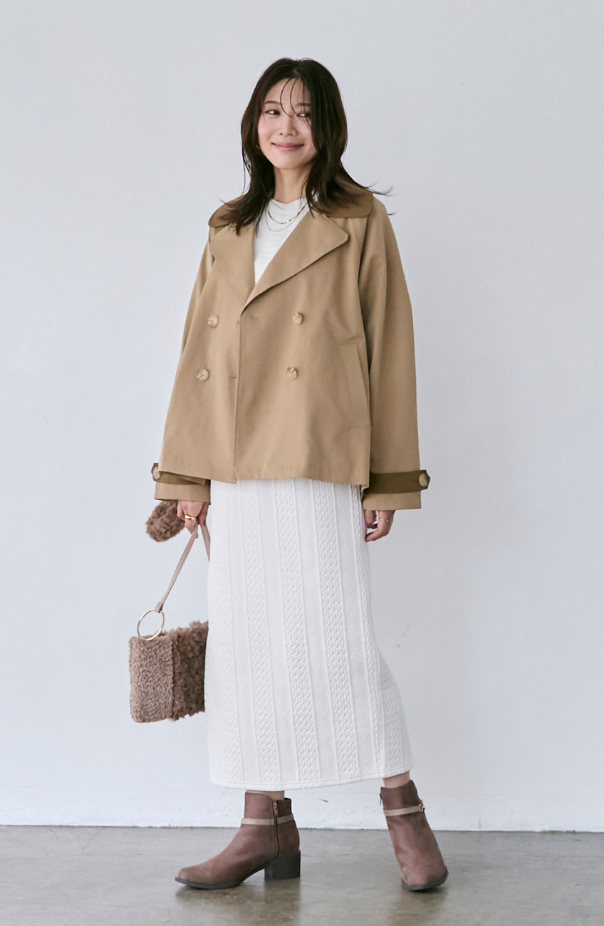 バイカラーショートトレンチコート