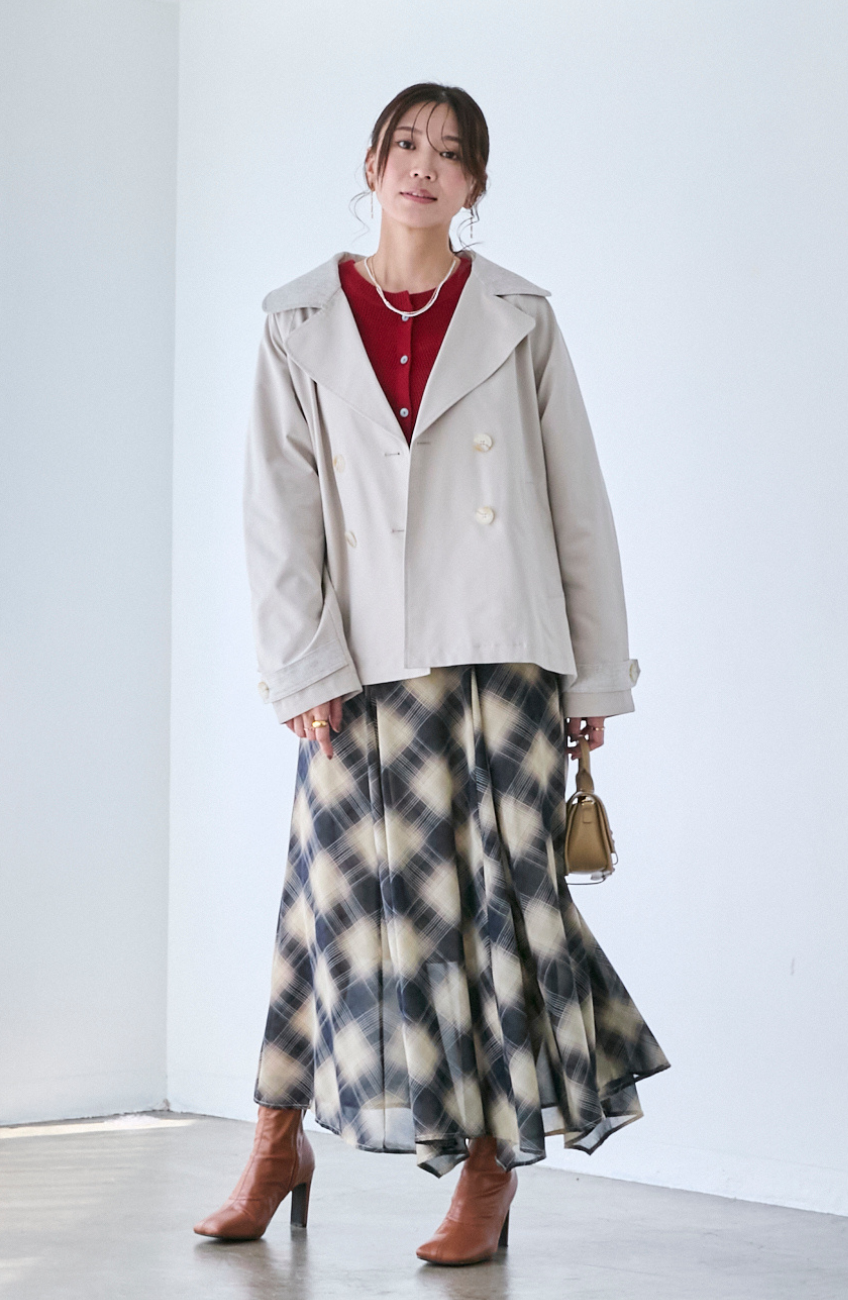 バイカラーショートトレンチコート