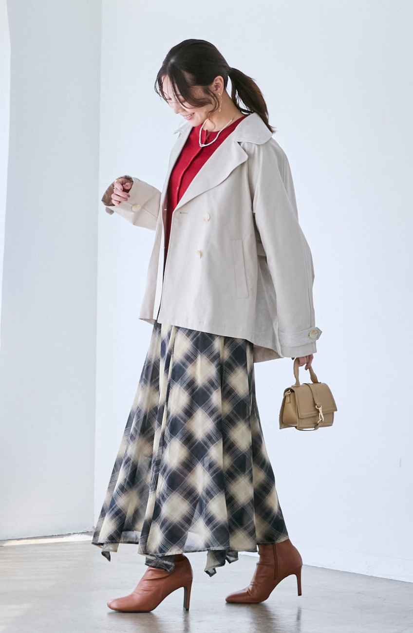 バイカラーショートトレンチコート