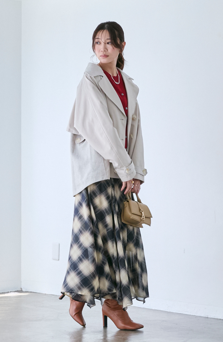 バイカラーショートトレンチコート