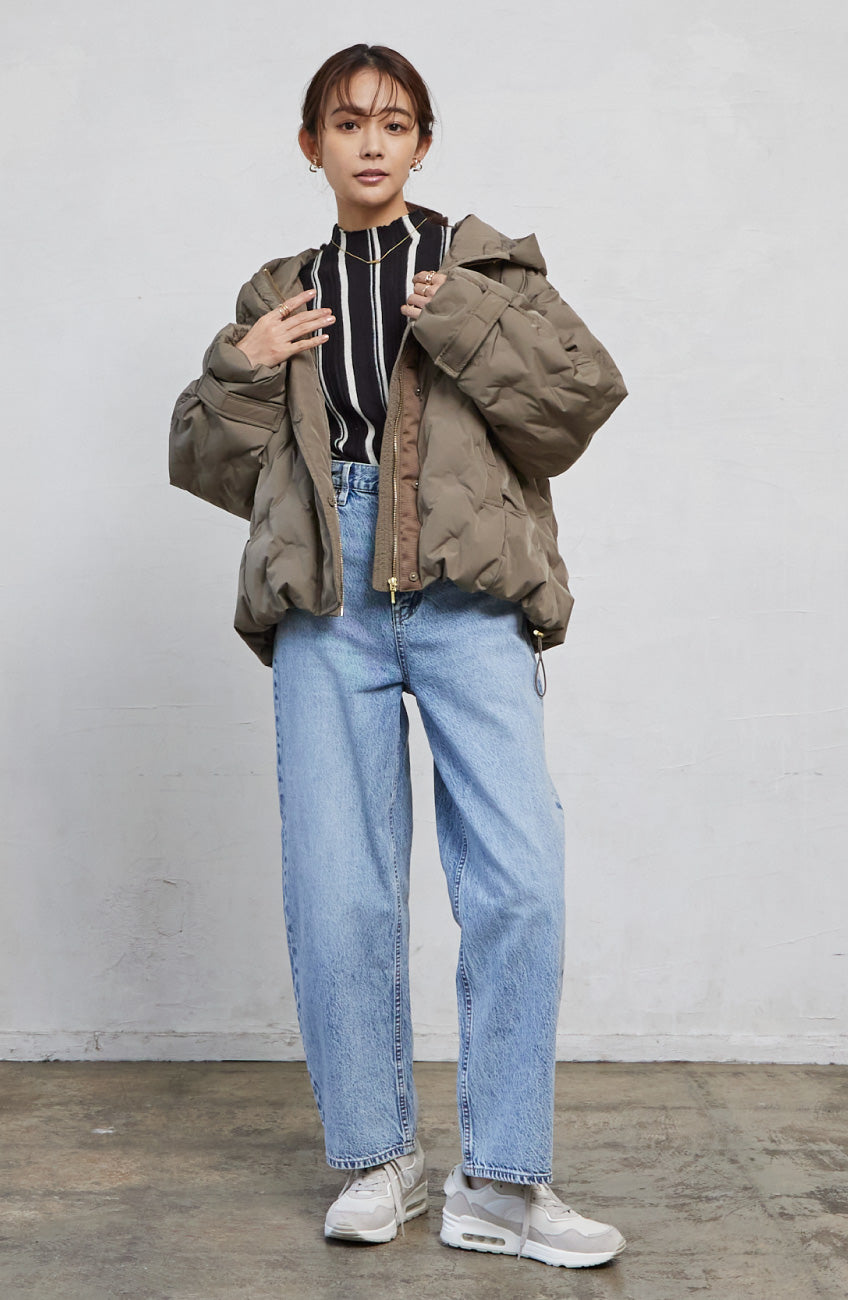 ストライプピンタックストレッチプルオーバー