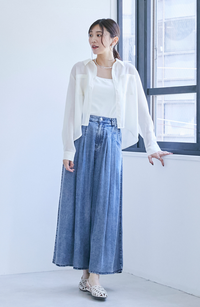 バイオシルクパウダー加工ワイドパンツ