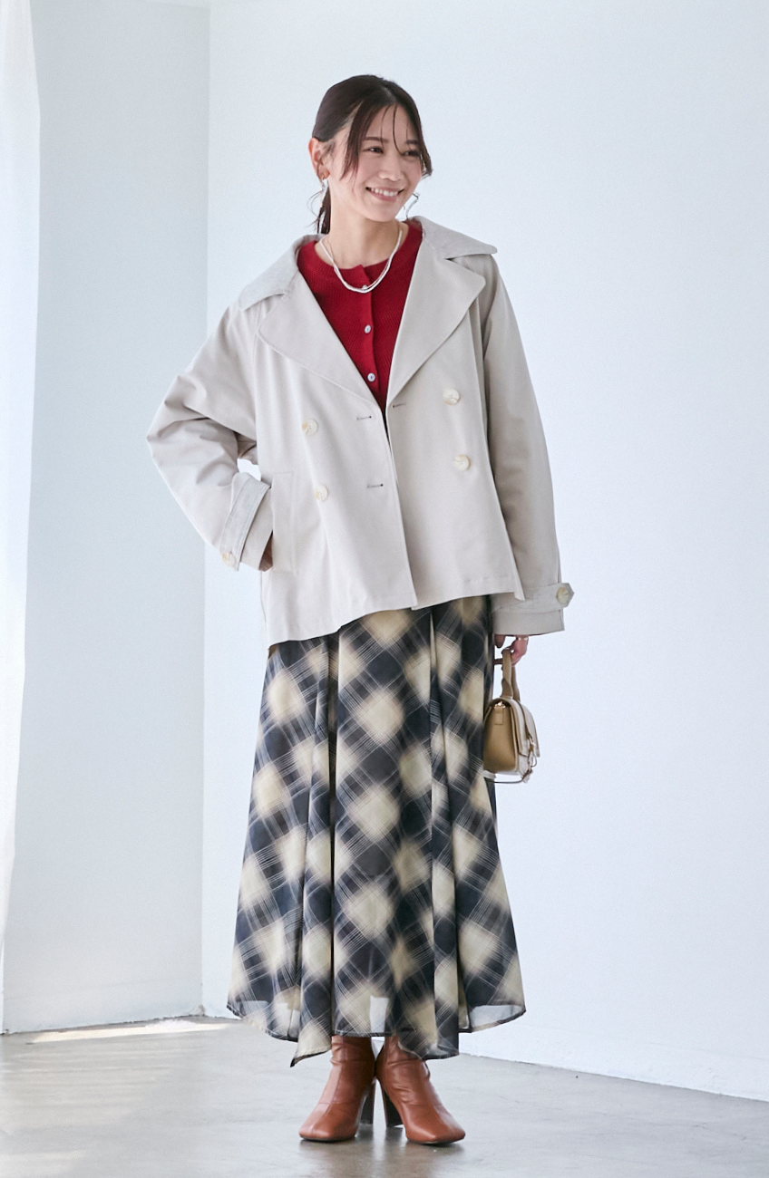 バイカラーショートトレンチコート