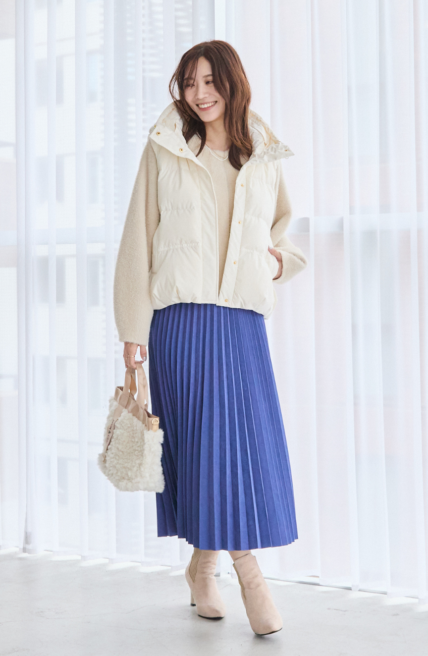 ピーチアコーディオンプリーツスカート