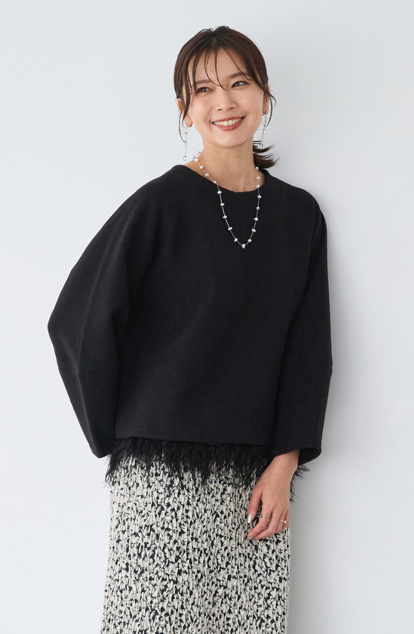 ブークレジャージーフリンジプルオーバー