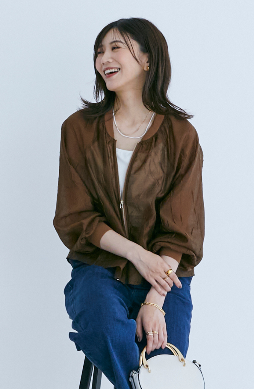 エンボスリブネックZIPブルゾン