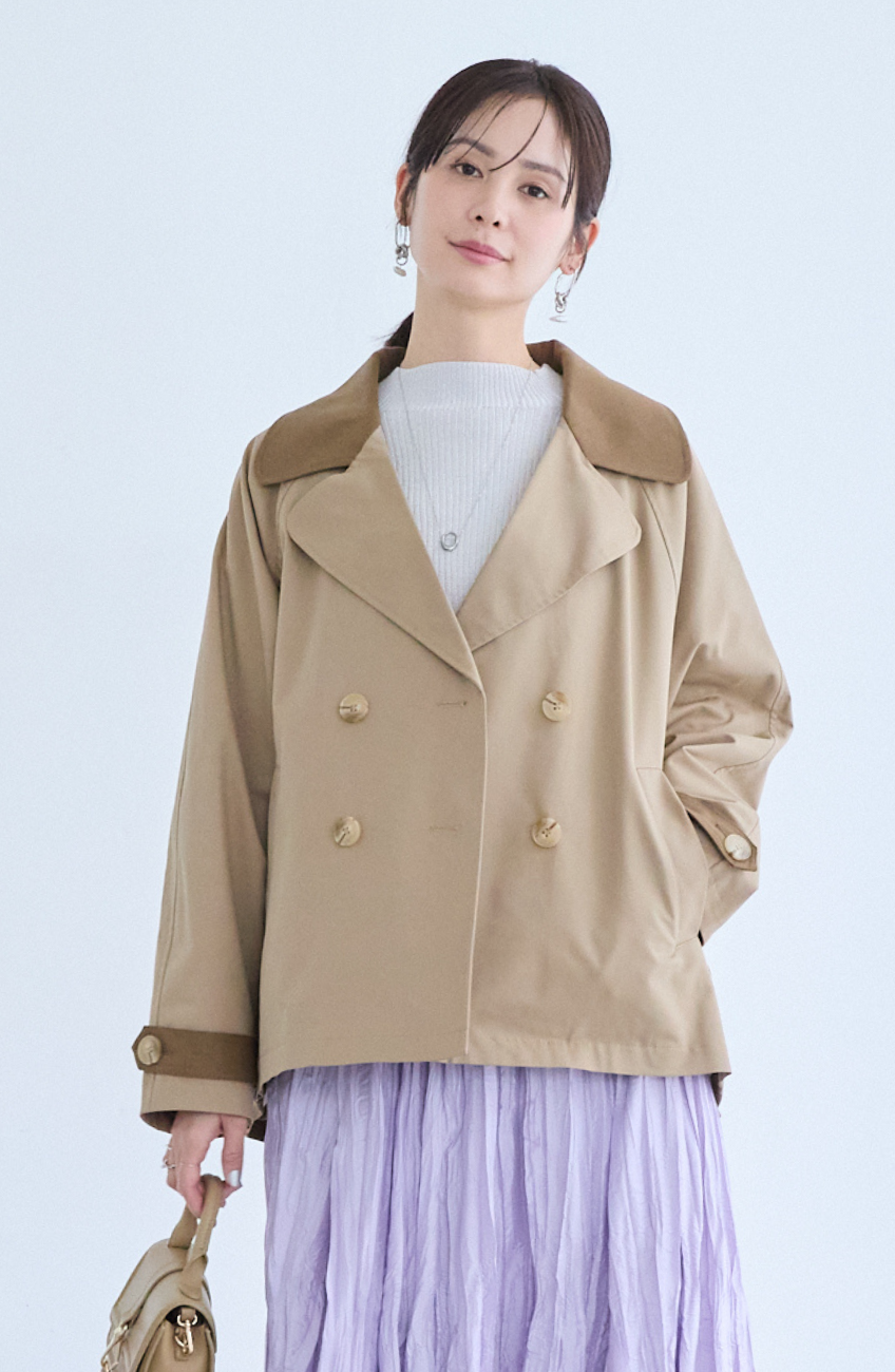 バイカラーショートトレンチコート