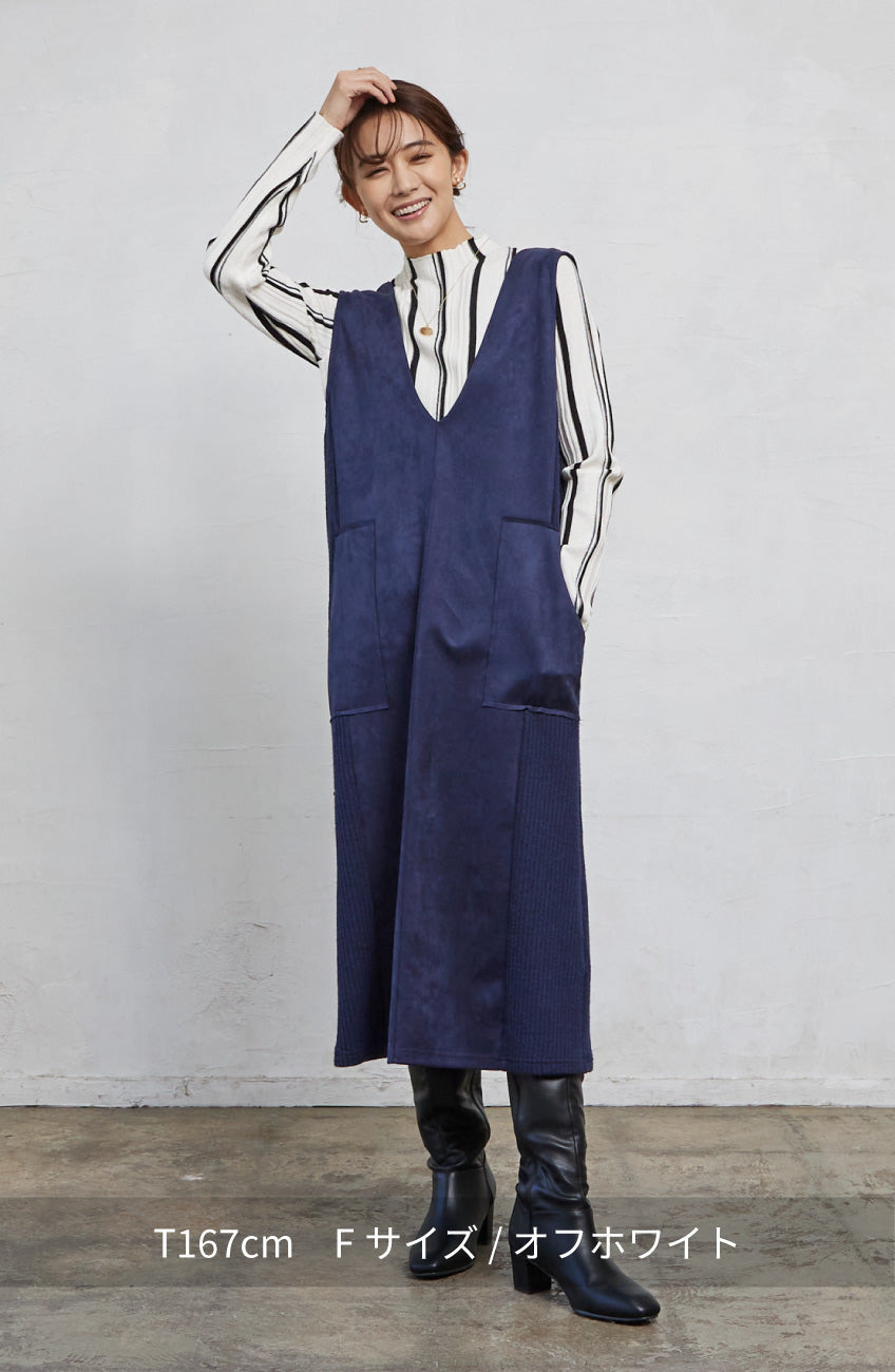 ストライプピンタックストレッチプルオーバー