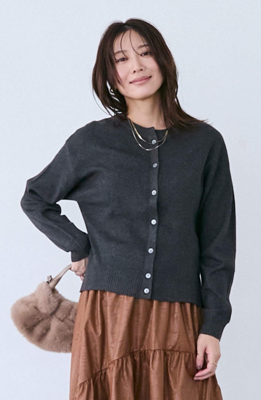 ウォッシャブルバイヤスリブカーディガン