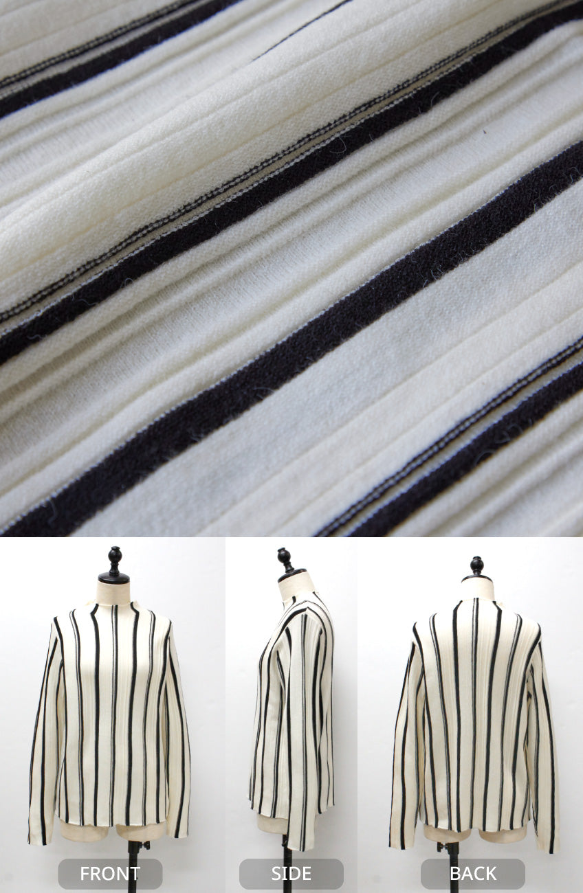 ストライプピンタックストレッチプルオーバー