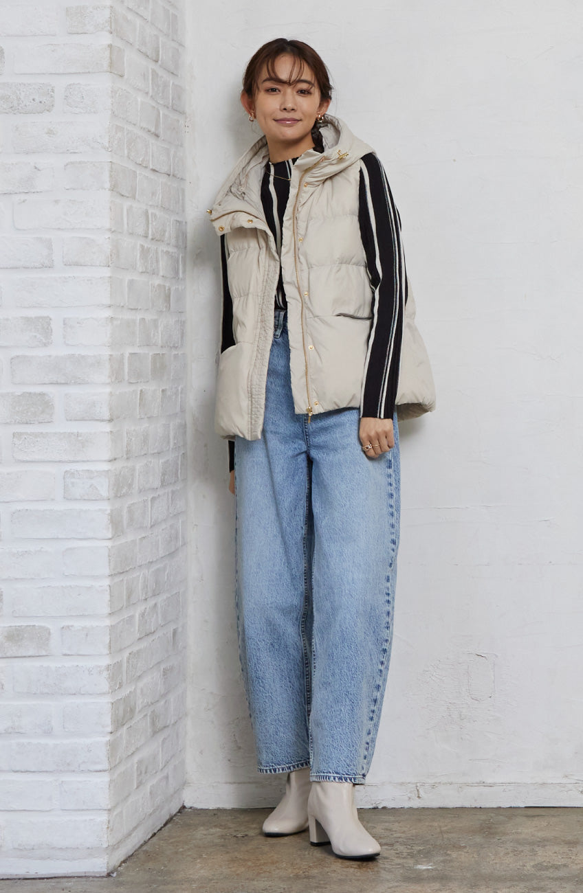 ストライプピンタックストレッチプルオーバー