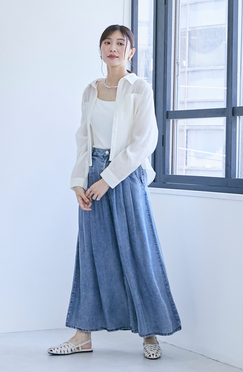 バイオシルクパウダー加工ワイドパンツ