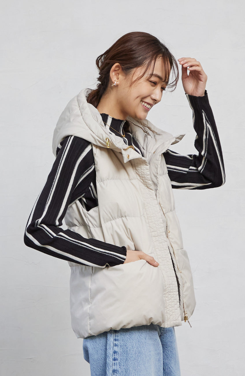 ストライプピンタックストレッチプルオーバー