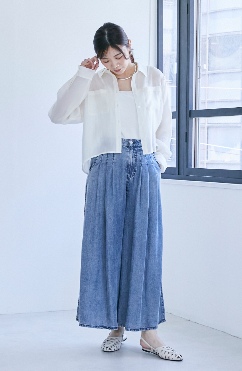 バイオシルクパウダー加工ワイドパンツ
