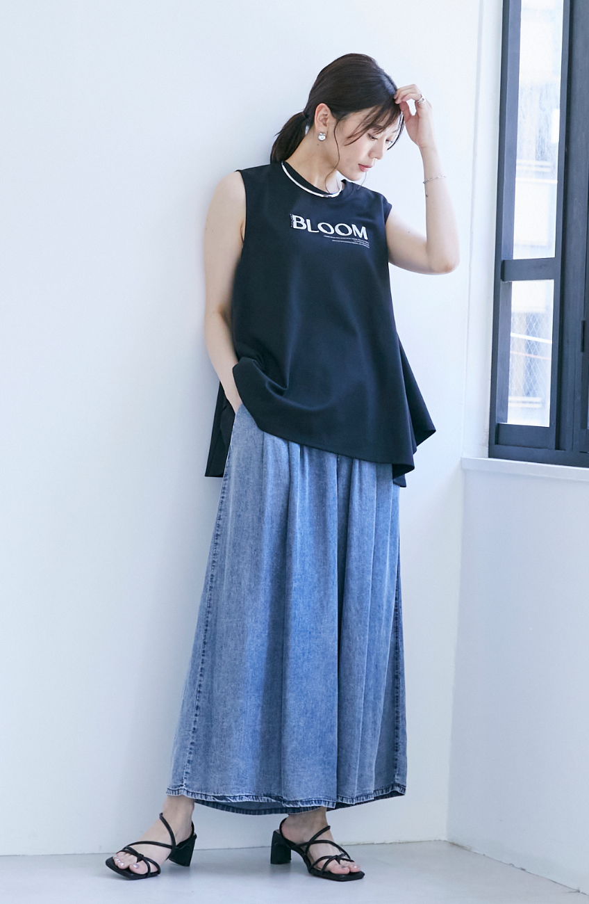 バイオシルクパウダー加工ワイドパンツ
