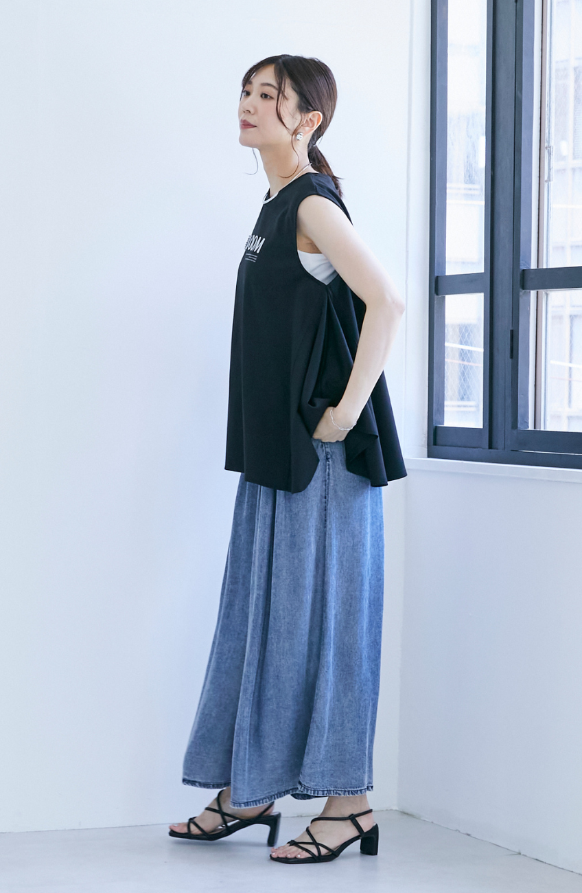 バイオシルクパウダー加工ワイドパンツ