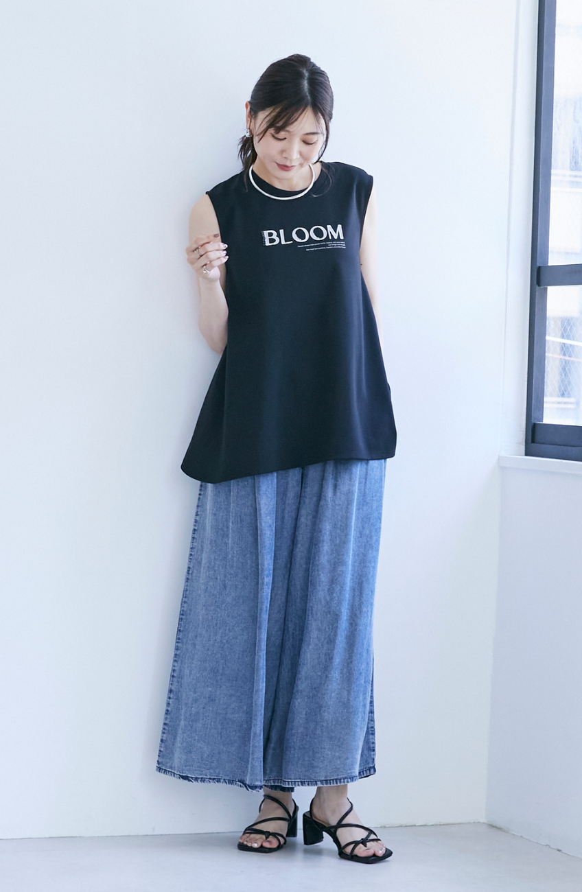 バイオシルクパウダー加工ワイドパンツ