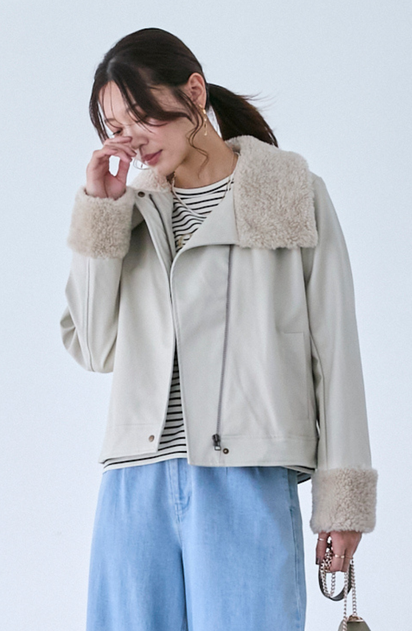 レザーポインテッドファージャケット