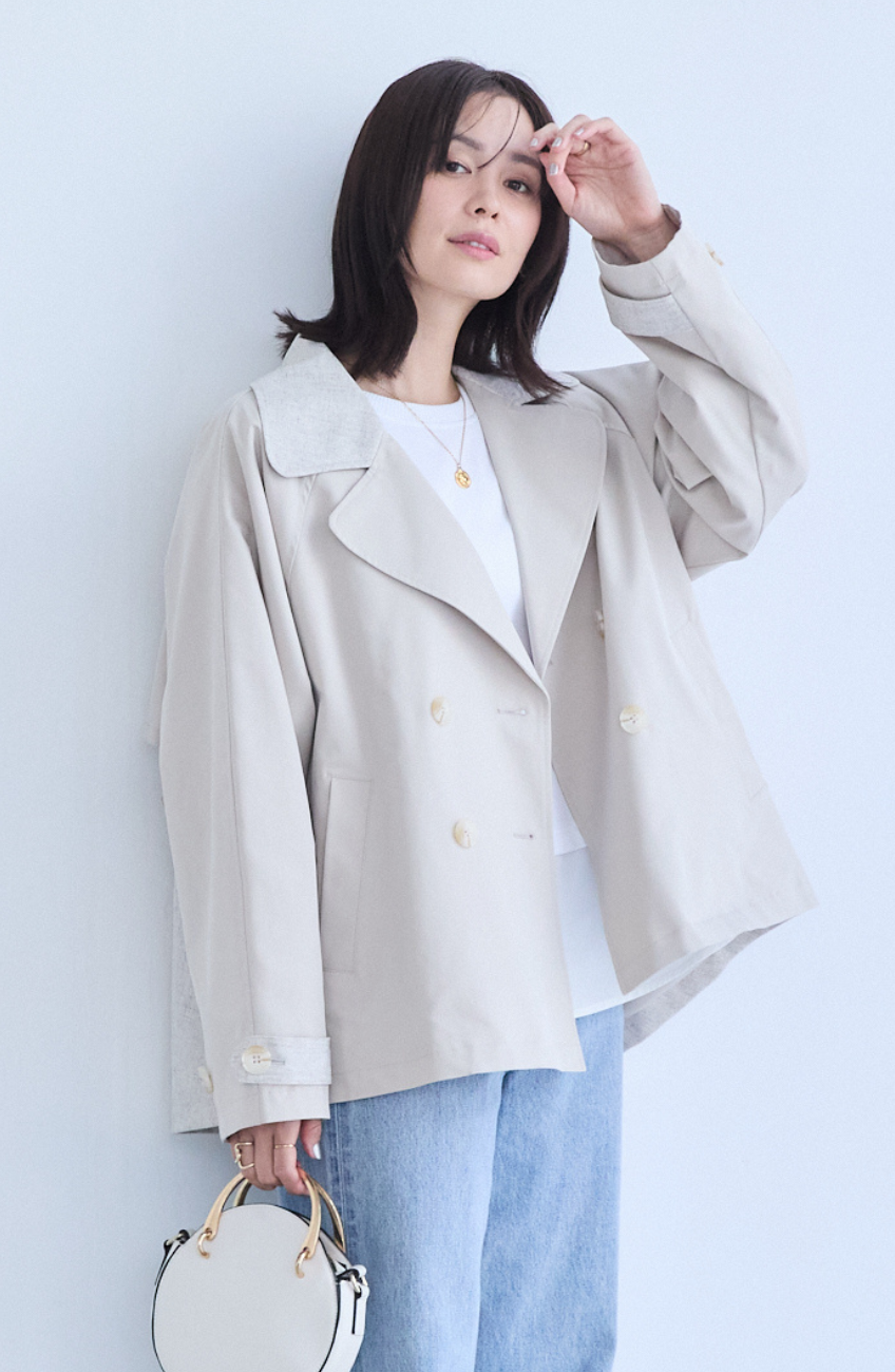 バイカラーショートトレンチコート