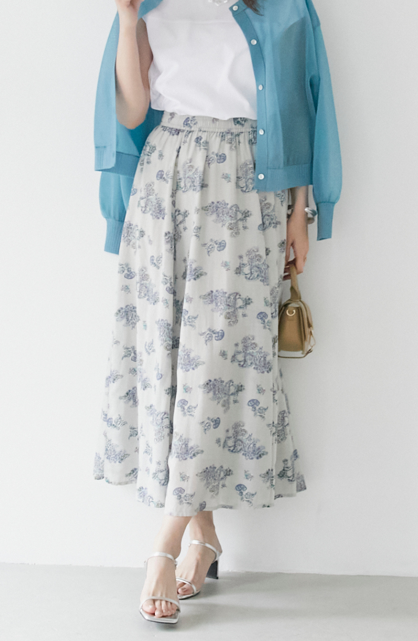 コットンパネルギャザースカート