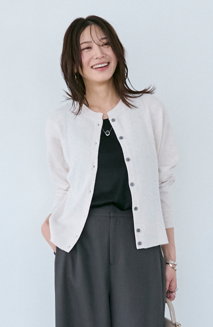 ウォッシャブルバイヤスリブカーディガン