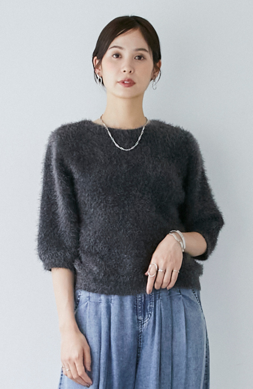 ダブルフェイスシャギージャガードプルオーバー