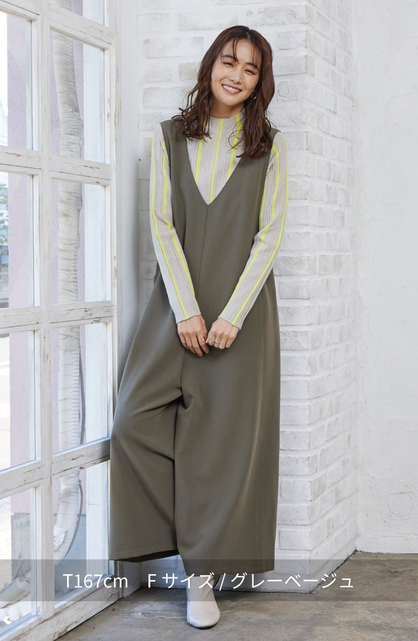 ストライプピンタックストレッチプルオーバー