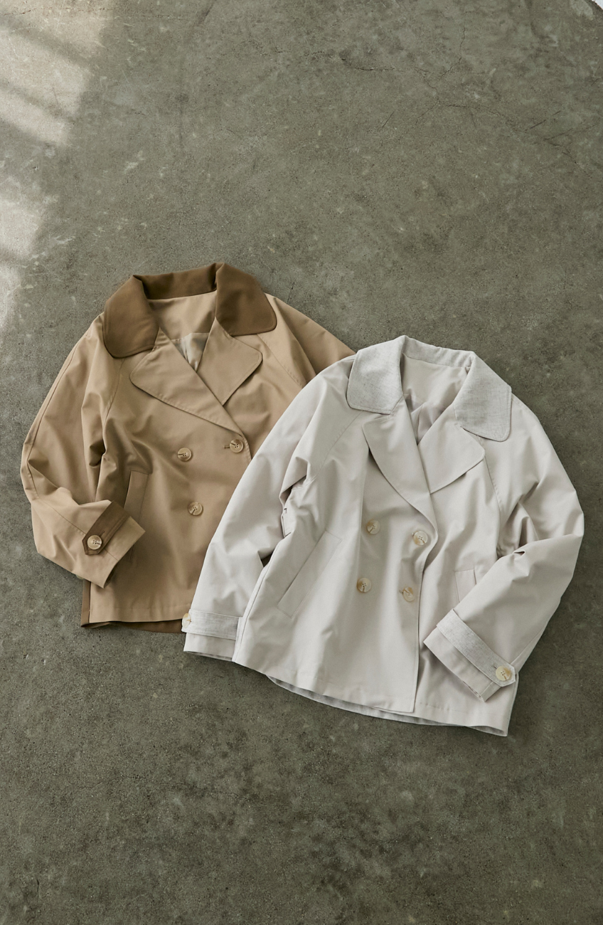 バイカラーショートトレンチコート