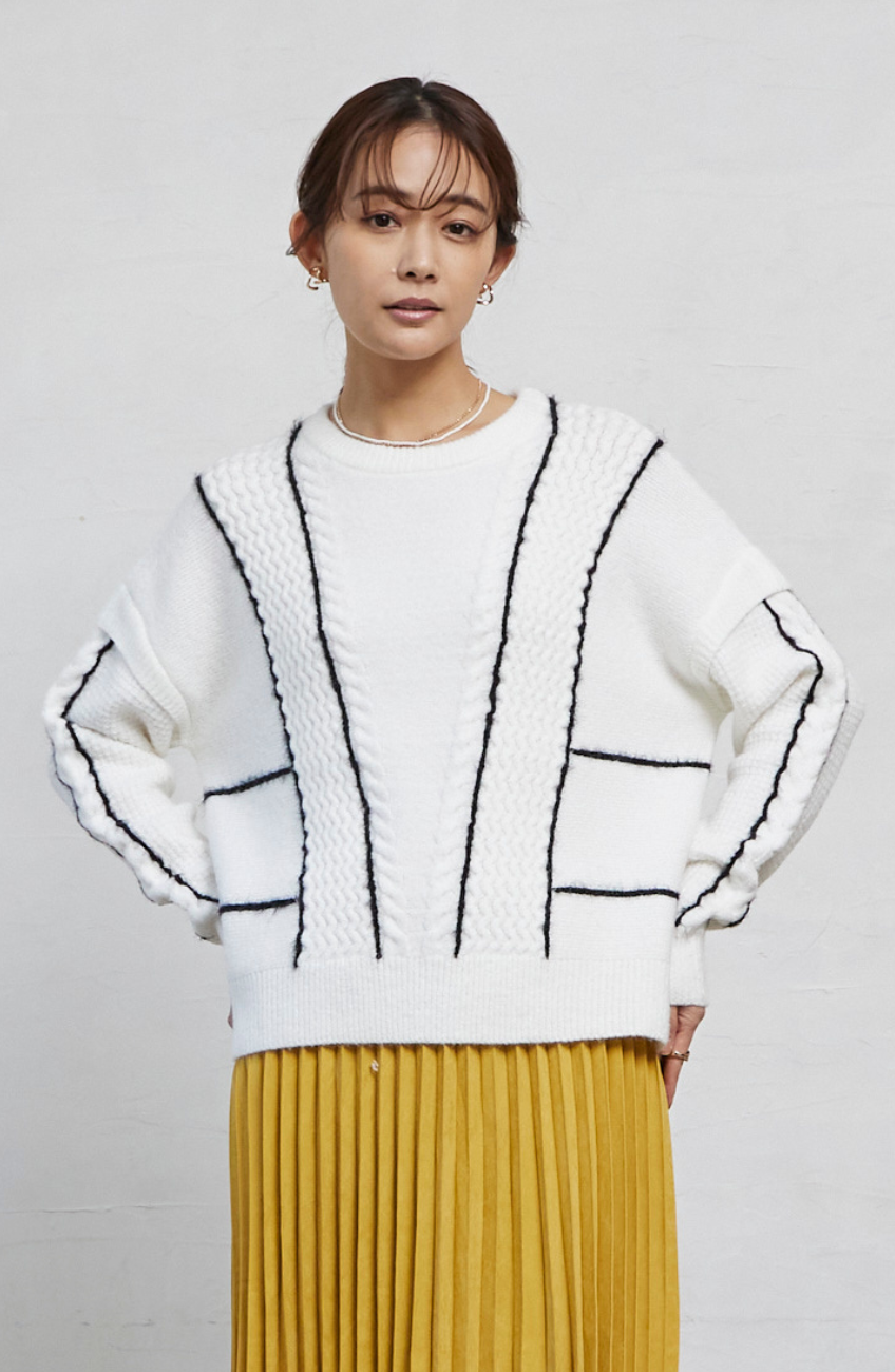 ファンシーラインケーブルプルオーバー