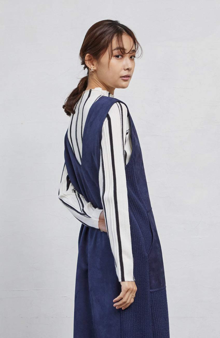 ストライプピンタックストレッチプルオーバー