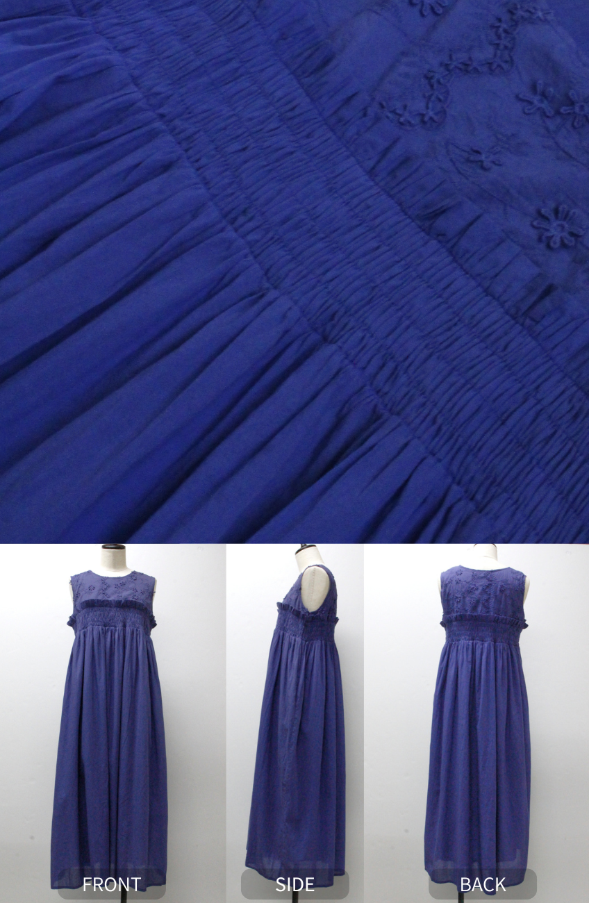 3D刺繍切替シャーリングワンピース