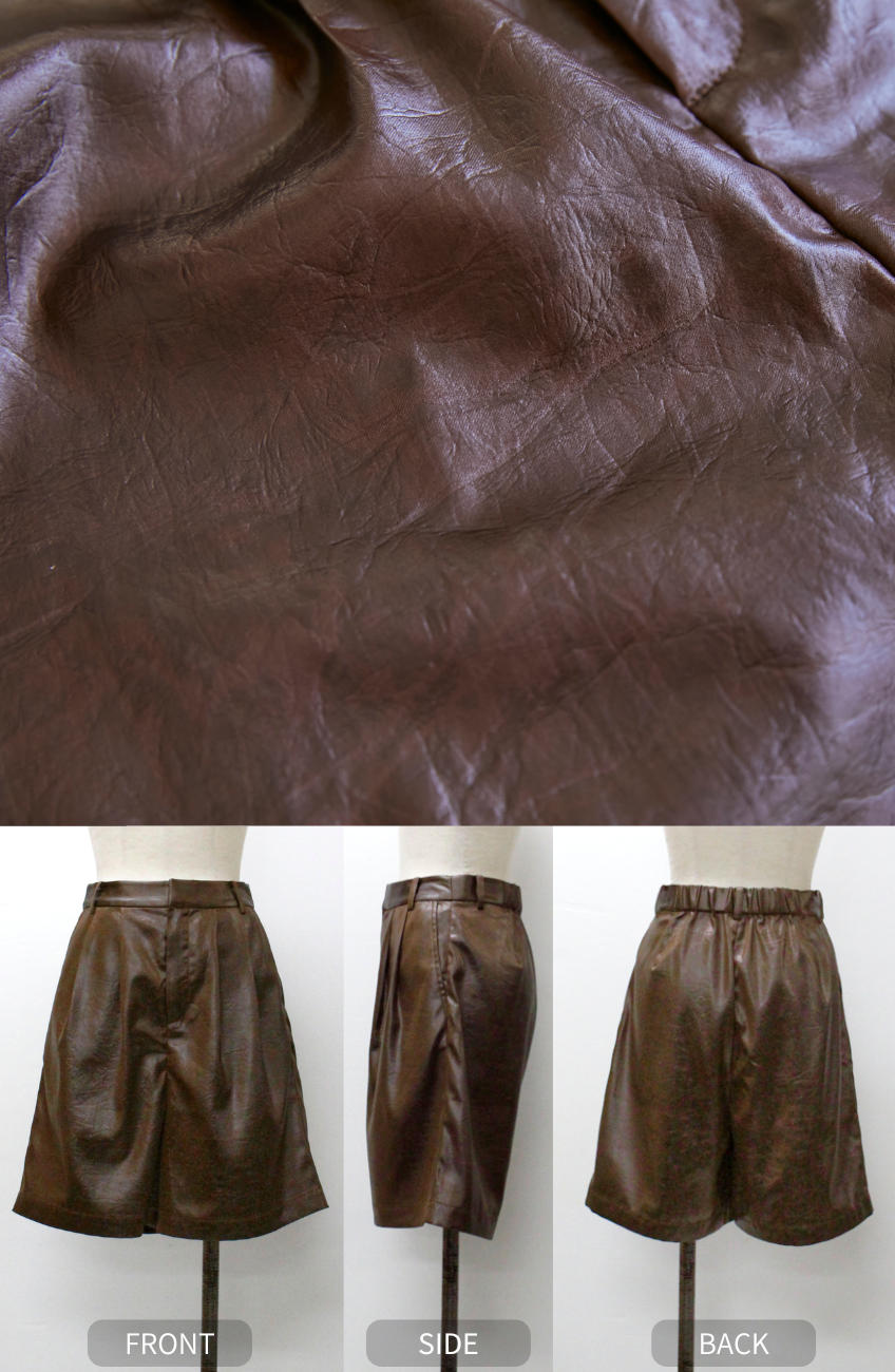 シャイニーレザータックハーフパンツ