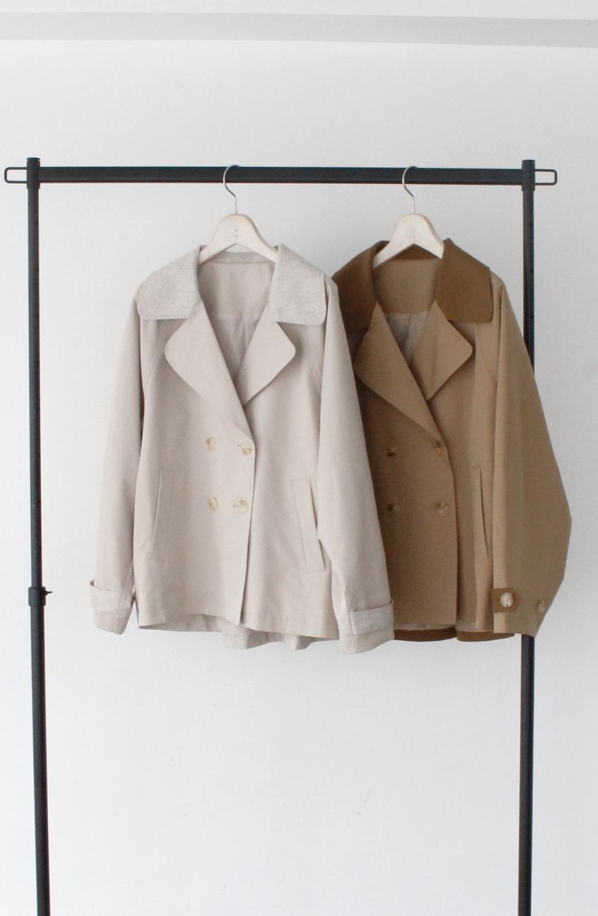 バイカラーショートトレンチコート