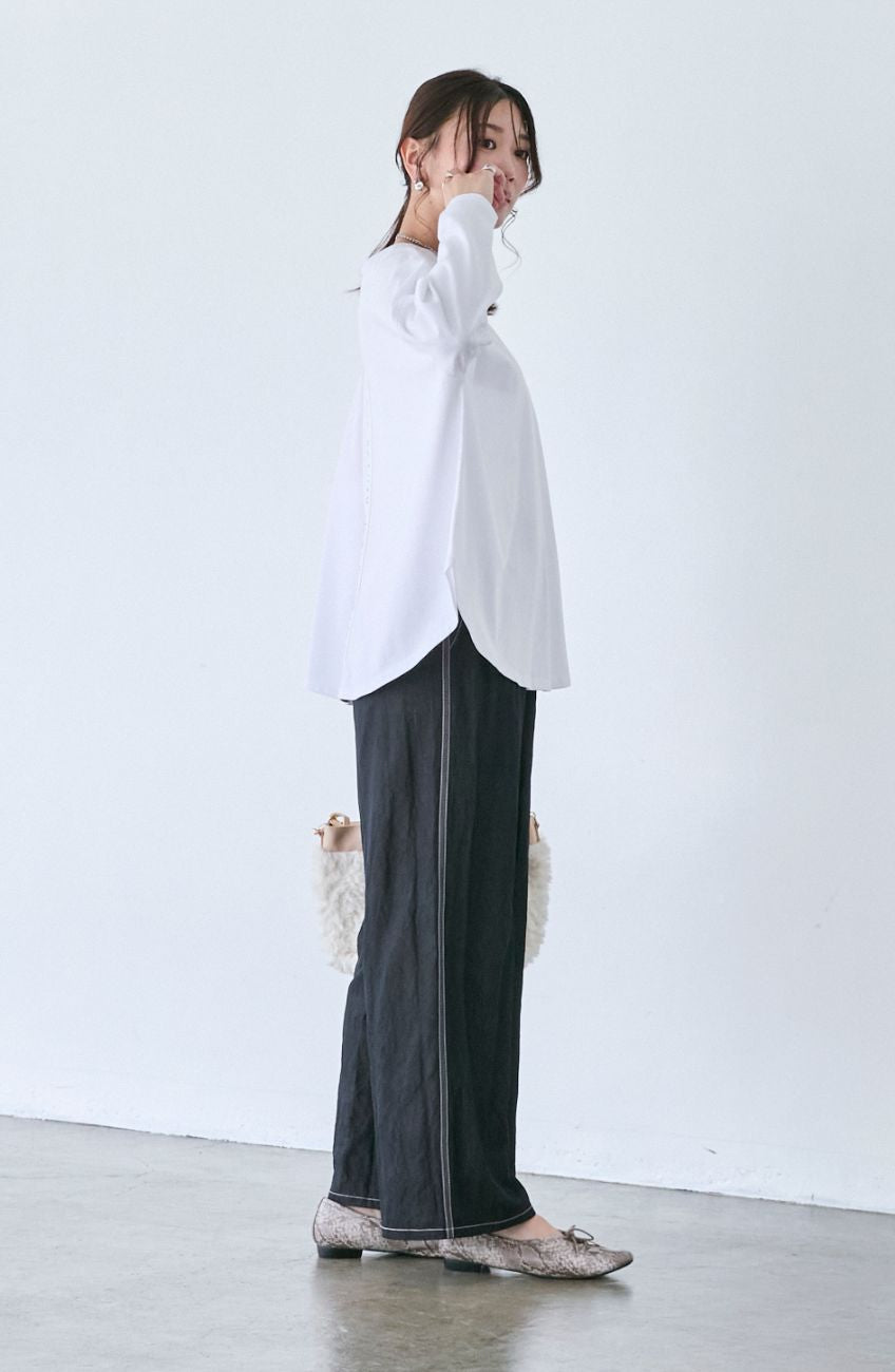 シャイニーデニムワイドパンツ