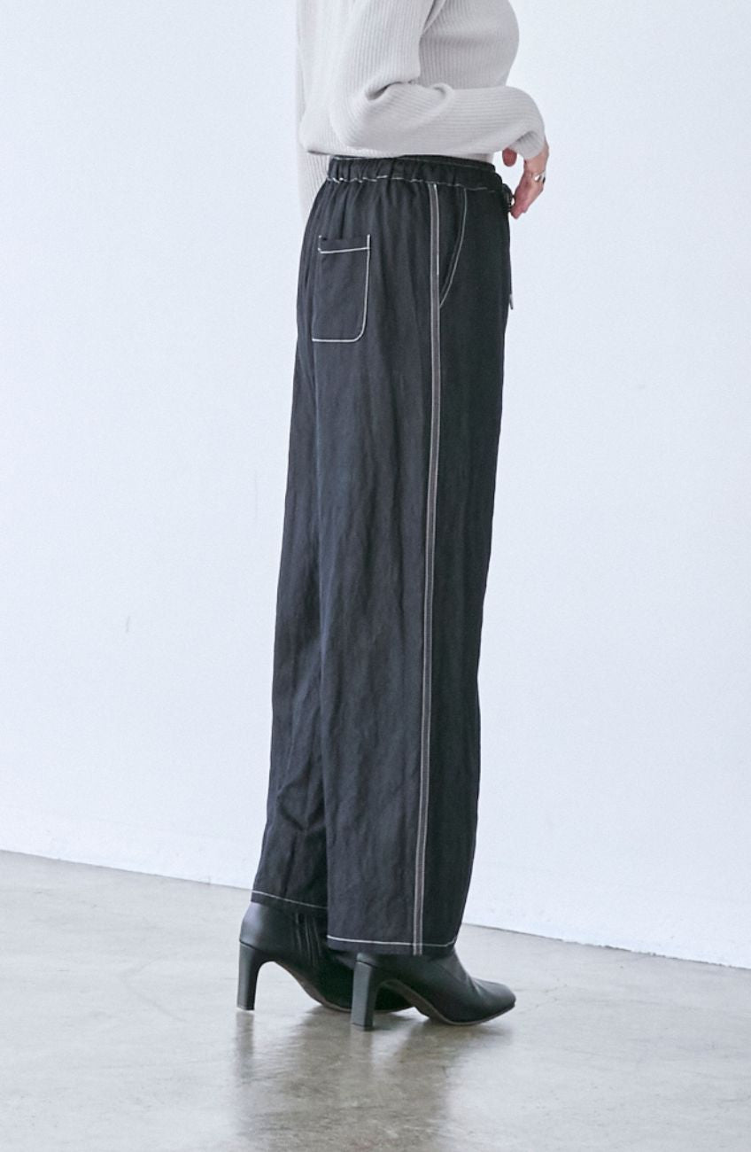シャイニーデニムワイドパンツ