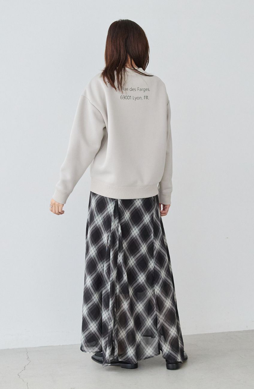 チェックシフォンパネルスカート