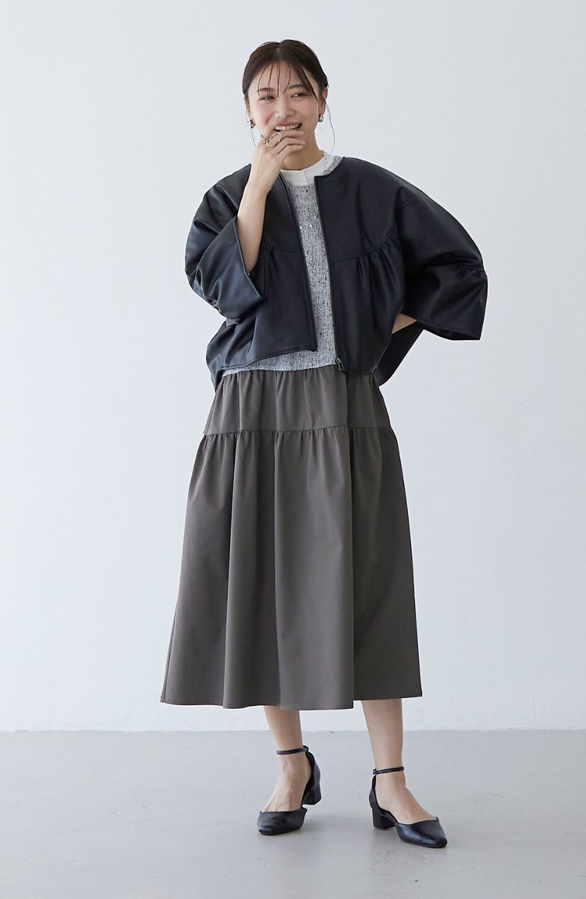 EC限定 異素材切替ティアードジャンスカ