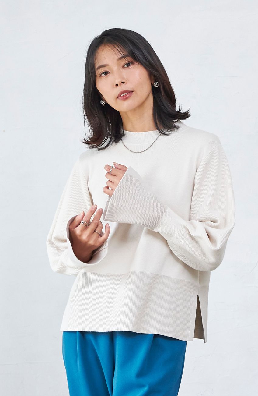 リブ切替キャンディスリーブプルオーバー