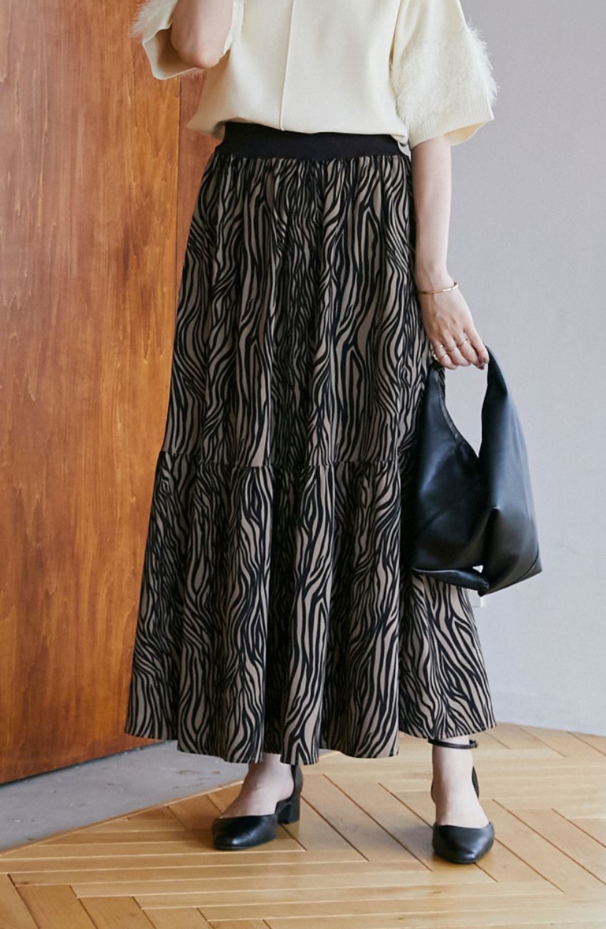サークルストレッチゼブラプリントスカート