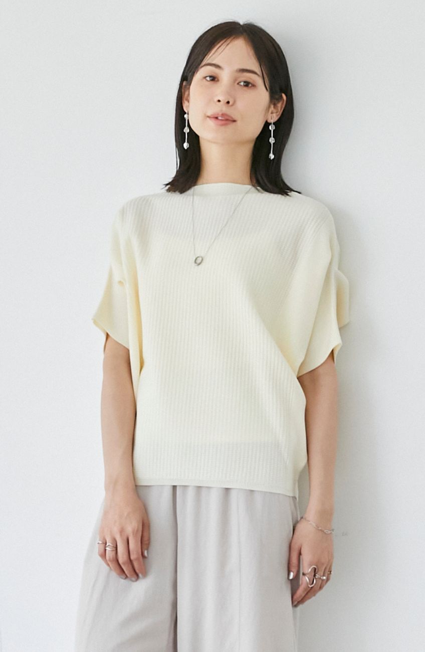 超軽量編柄アップスリーブプルオーバー
