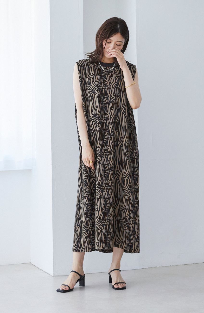 サークルストレッチゼブラプリントワンピース